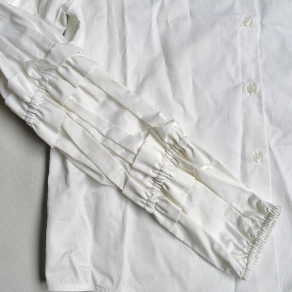NWT$295 Alexis Ruffled Long Sleeve Button Up Shirt Poplin Cotton Blouse Top Sz S - Picture 5 of 12